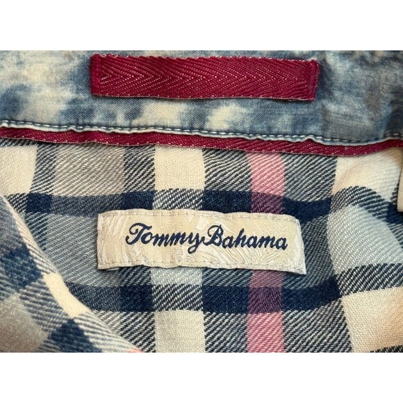 TOMMY BAHAMA Men's Short Sleeve Button Down Inside Out Plaid Shirt XLT - Picture 4 of 7